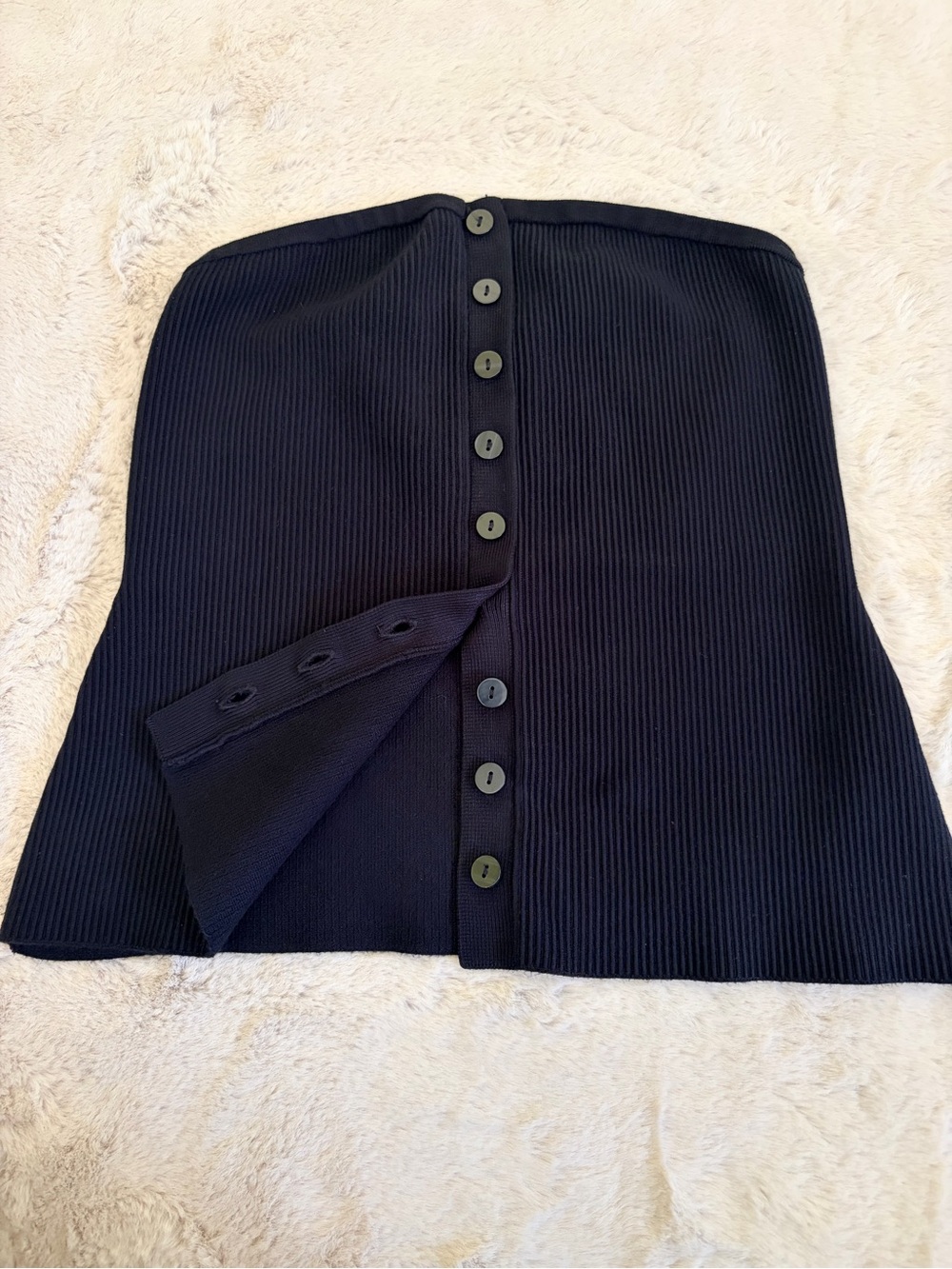 Abercrombie & Fitch Black Ribbed Button Front Strapless Knit Tube Top Size M - Picture 7 of 10